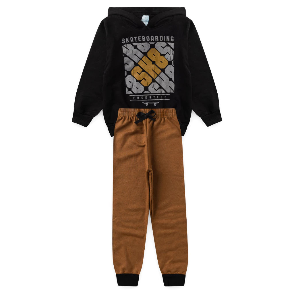 kit 3 Conjuntos Inverno Infantil Menino Casaco Com Touca ou Sem E Calça Moletom Flanelado Masculino