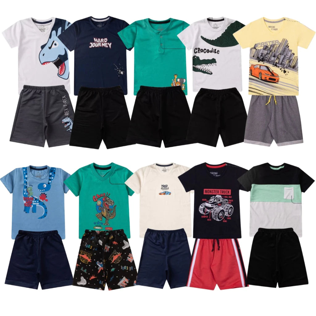 KIT com 5 conjuntos - total 5 Conjuntos Infantil Menino Tamanho 1 ao 16