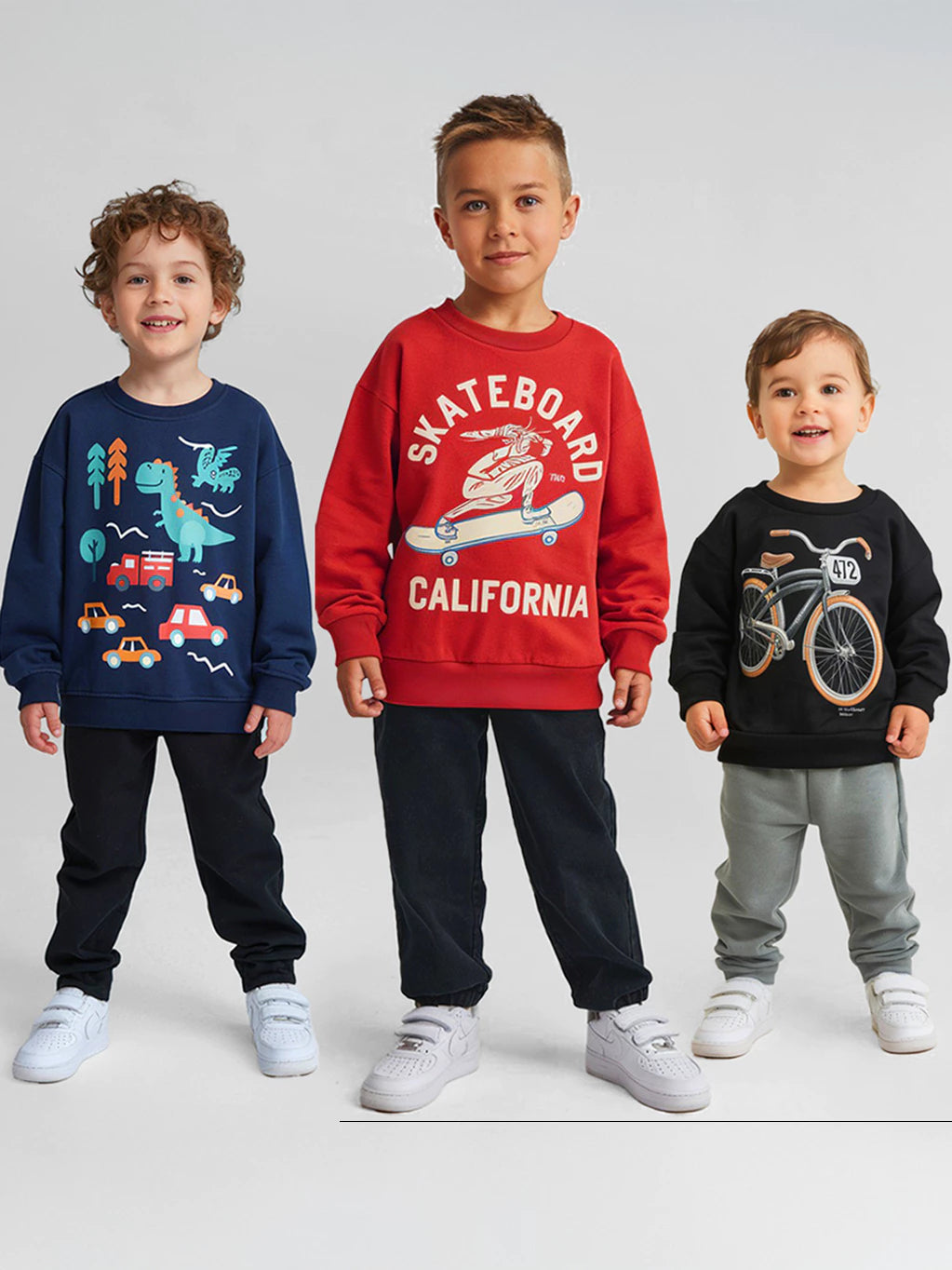Kit com 3 conjuntos de Moletom Infantil Menino 1 ao 14 Masculino Inverno Manga Longa