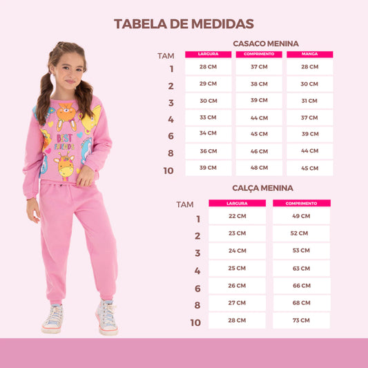 Kit Sortido 3 conjuntos de de Roupas Feminino Infantil Inverno – 3 blusas casacos + 3 calças de 1 ao 10 Menina