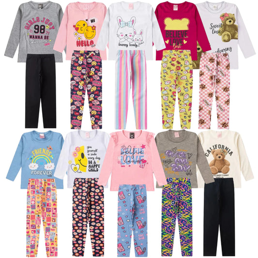 Kit 3 conjuntos peças de Roupa Infantil Menina Meia Estação Inverno