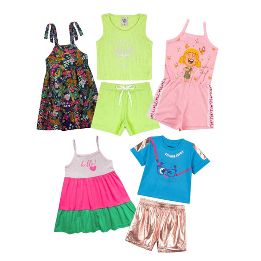 Kit Sortido com 5 conjuntos Verão - 5 Camisetas + 5 Bermudas